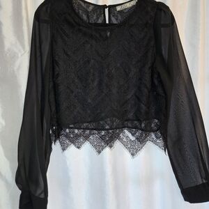 Elegant Black Lace Women's Top